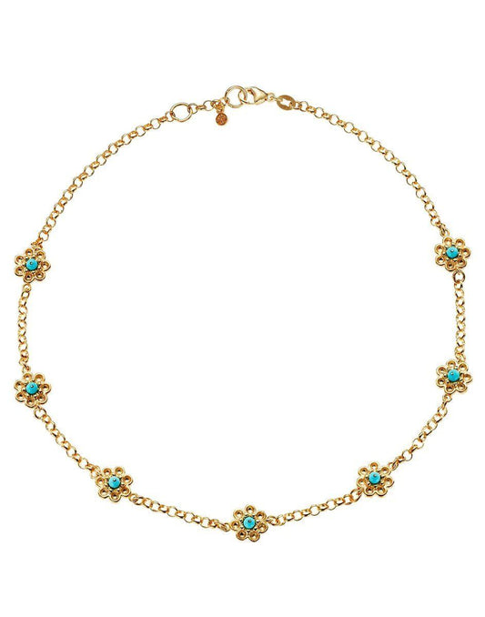 Turquoise Daisy Chain Necklace-Jewelry-Of Rare Origin-Sorrel Sky Gallery