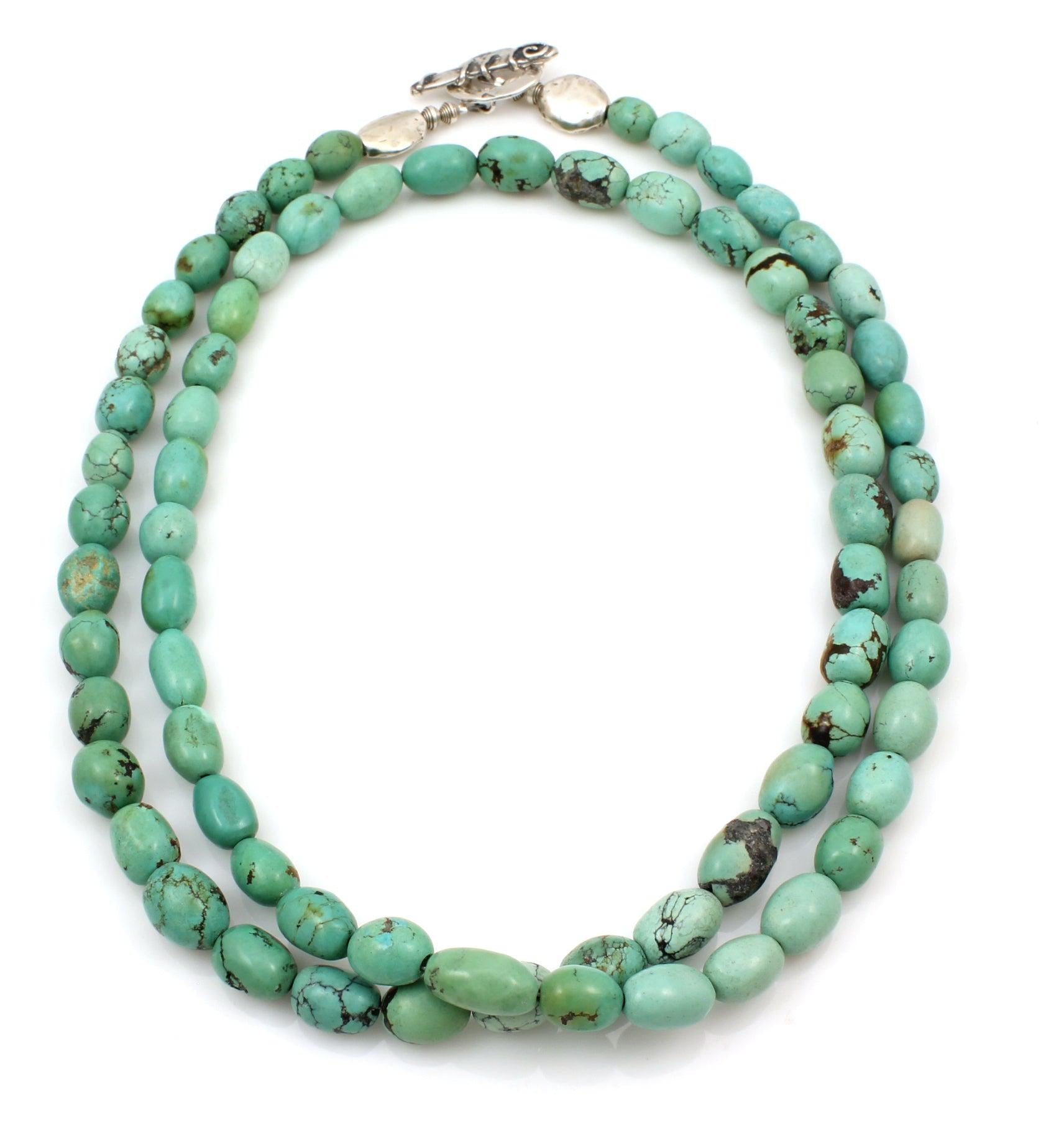 33" Natural Queen Turquoise Oval Beaded Necklace-Jewelry-Pam Springall-Sorrel Sky Gallery