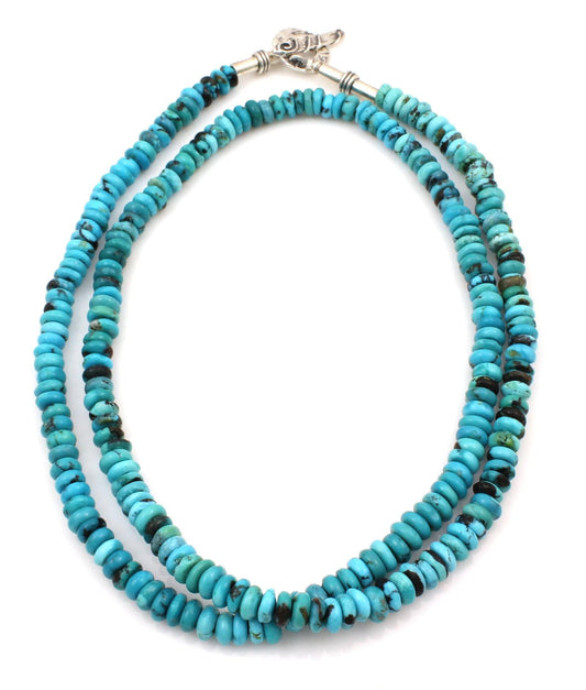 34" Blue Turquoise Roundell Beaded Necklace-Jewelry-Pam Springall-Sorrel Sky Gallery