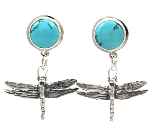 Carico Lake Turquoise with Dragonfly Dangle Earrings-Jewelry-Pam Springall-Sorrel Sky Gallery