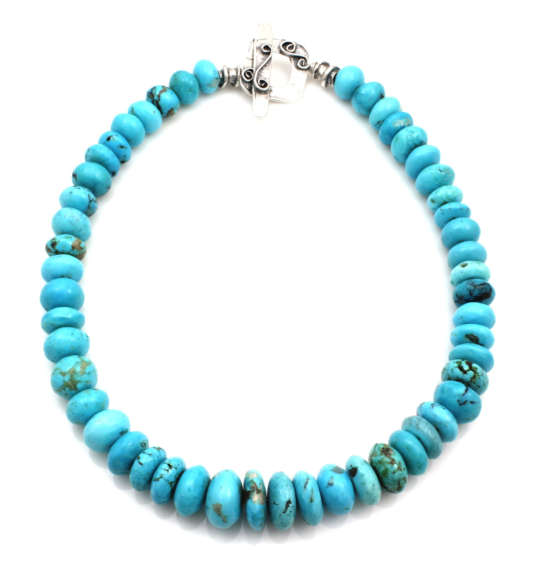 Large Roundel Natural Turquoise Bead Necklace-Jewelry-Pam Springall-Sorrel Sky Gallery