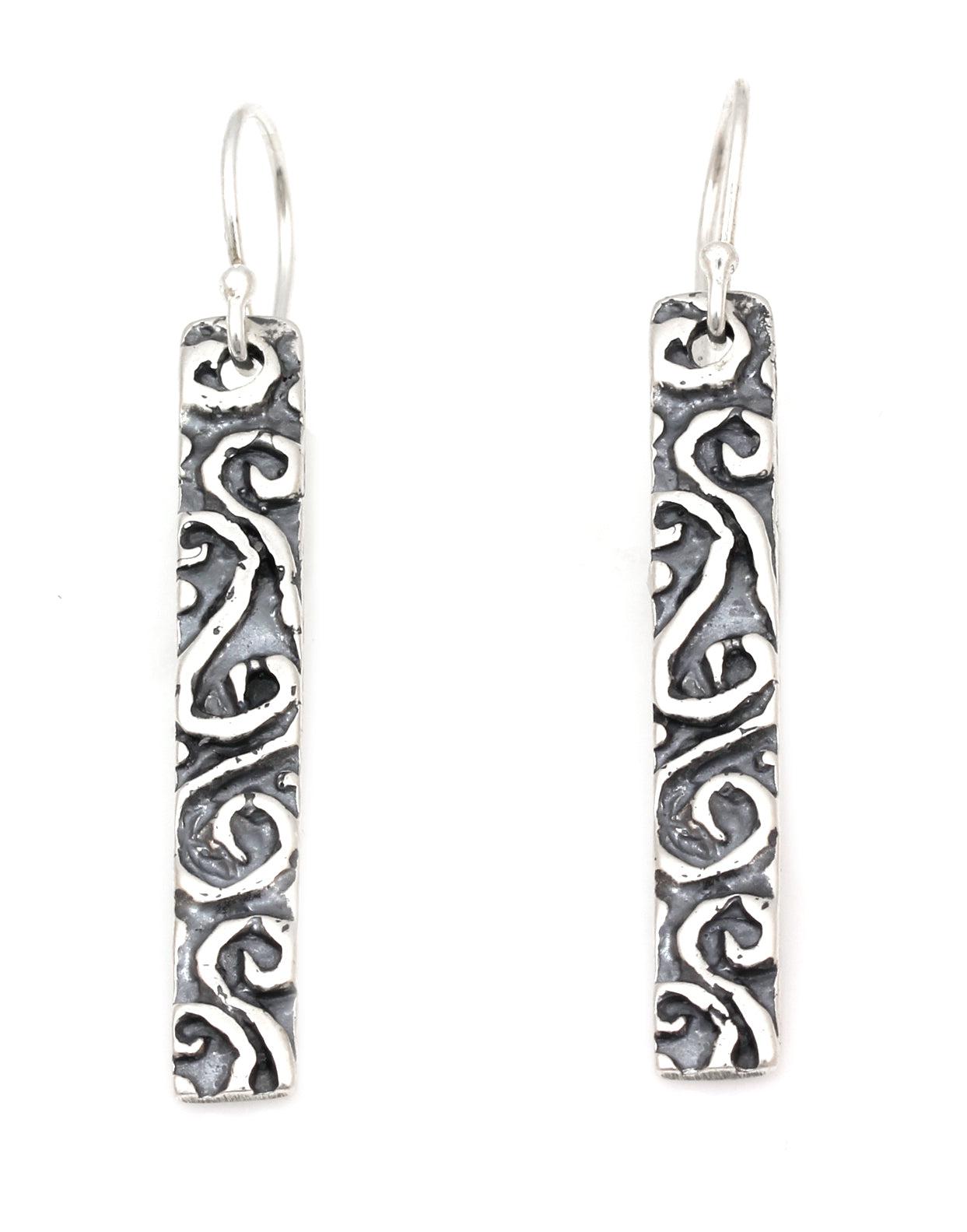 Long Scroll Silver Dangle Earrings-Jewelry-Pam Springall-Sorrel Sky Gallery