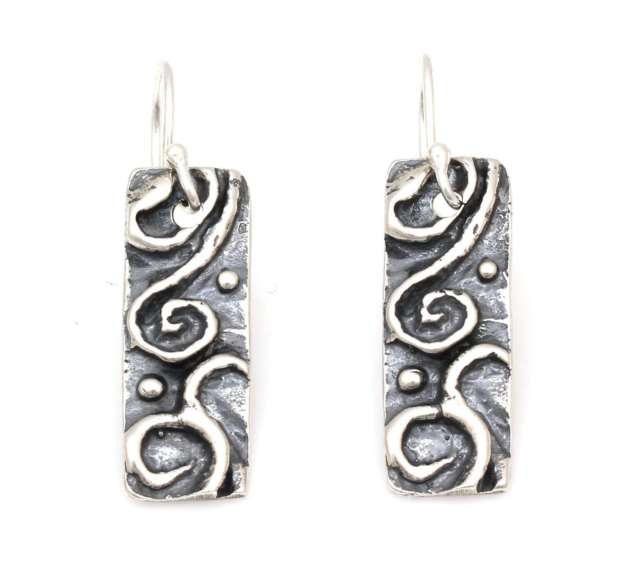 Medium Scroll Silver Dangle Earrings-Jewelry-Pam Springall-Sorrel Sky Gallery