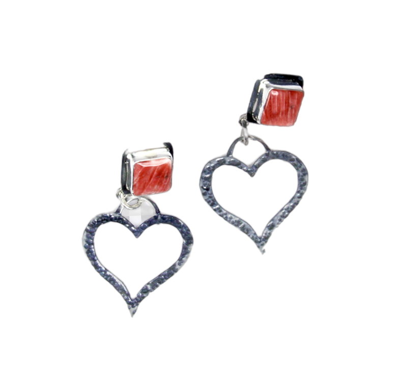 Spiny Oyster Heart Dangle Earrings-Jewelry-Pam Springall-Sorrel Sky Gallery