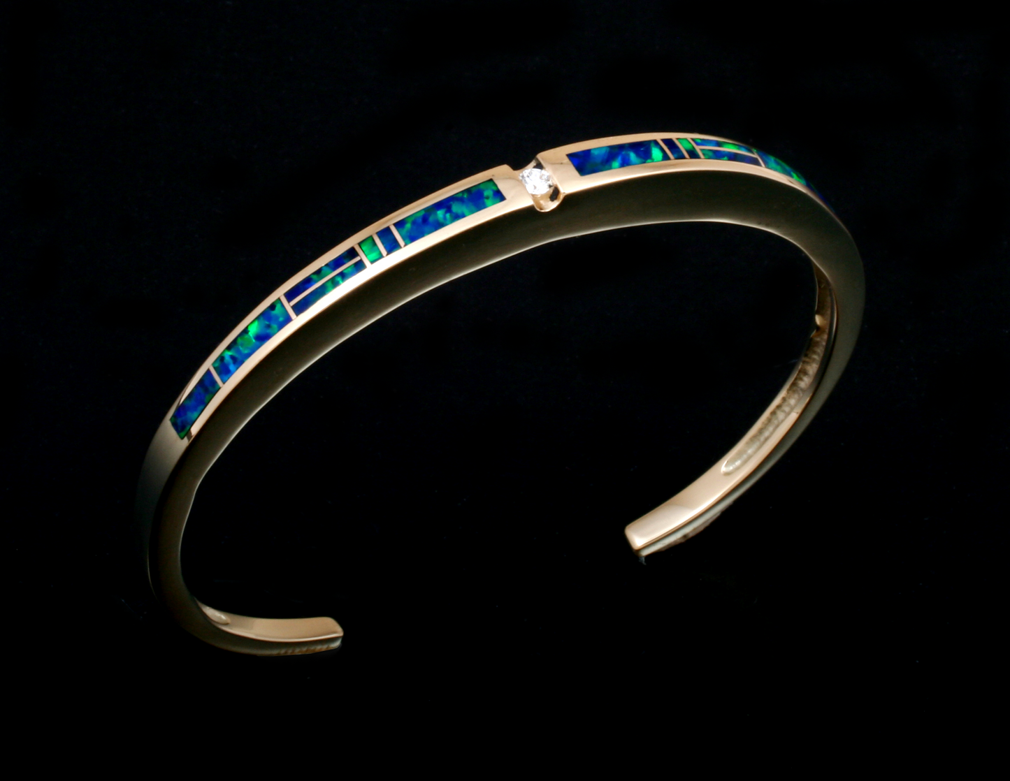 14K Gold Diamond and Opal Cuff Bracelet-Jewelry-Ray Tracey-Sorrel Sky Gallery