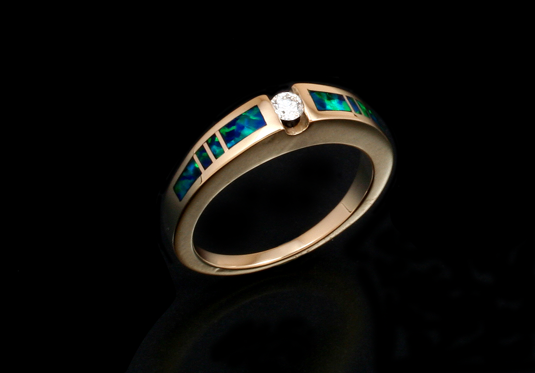 14K Gold Diamond and Opal Ring-Jewelry-Ray Tracey-Sorrel Sky Gallery
