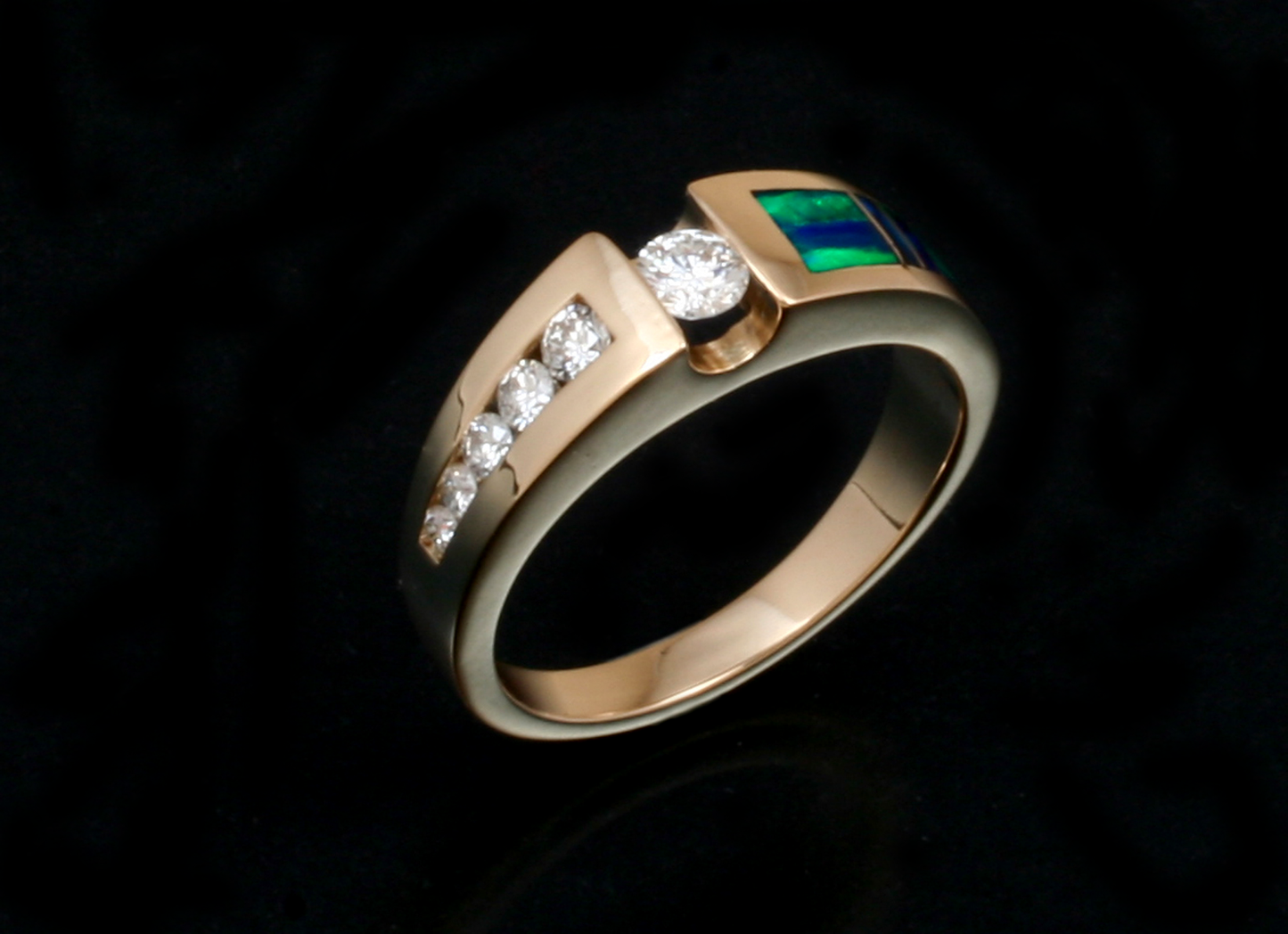 14K Gold Diamond and Opal Ring-Jewelry-Ray Tracey-Sorrel Sky Gallery