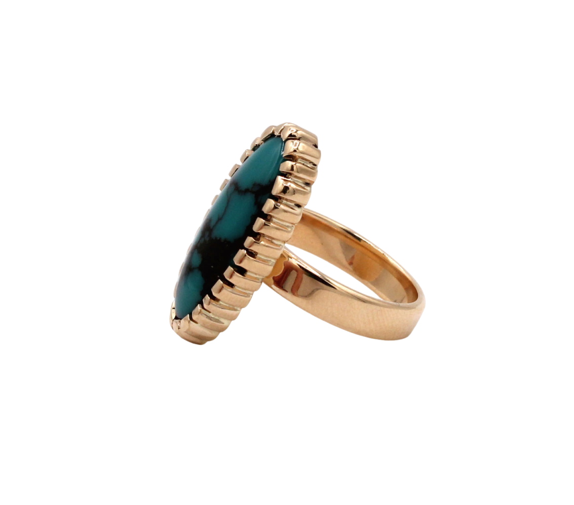 14K Gold Indian Mountain Turquoise Ring-Jewelry-Ray Tracey-Sorrel Sky Gallery