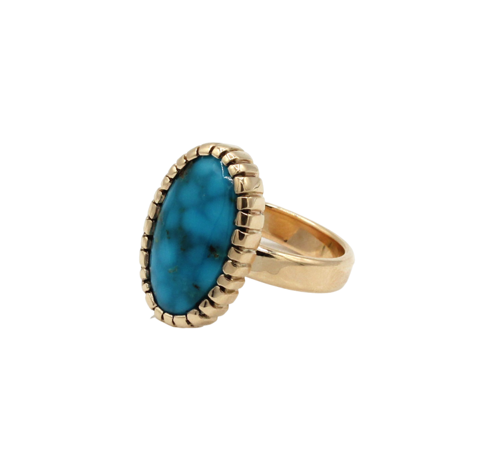 14K Gold Kingman Turquoise Ring-Jewelry-Ray Tracey-Sorrel Sky Gallery