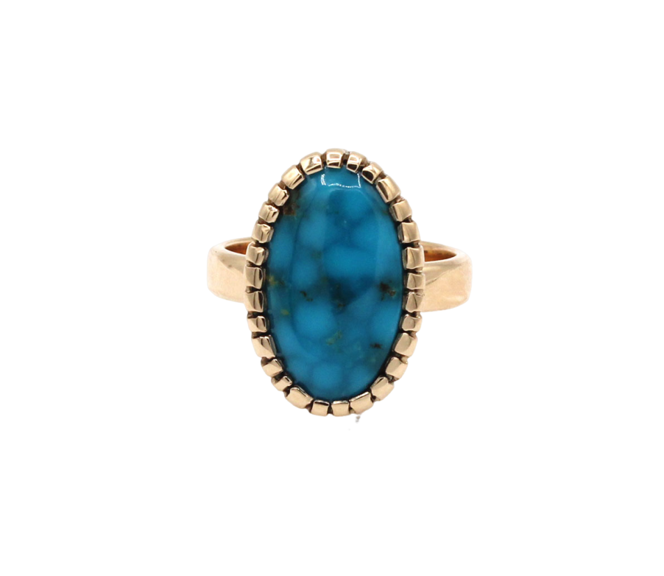 14K Gold Kingman Turquoise Ring-Jewelry-Ray Tracey-Sorrel Sky Gallery