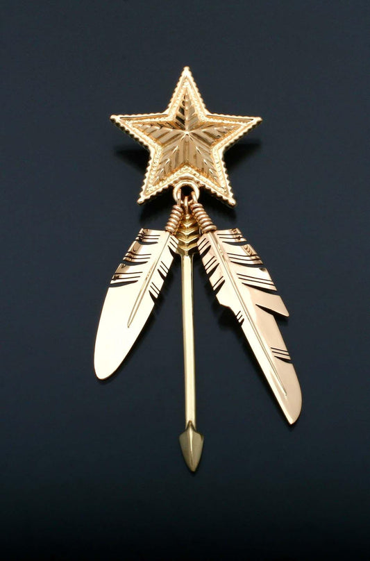 14K Gold Star Feather Pendant-Jewelry-Ray Tracey-Sorrel Sky Gallery