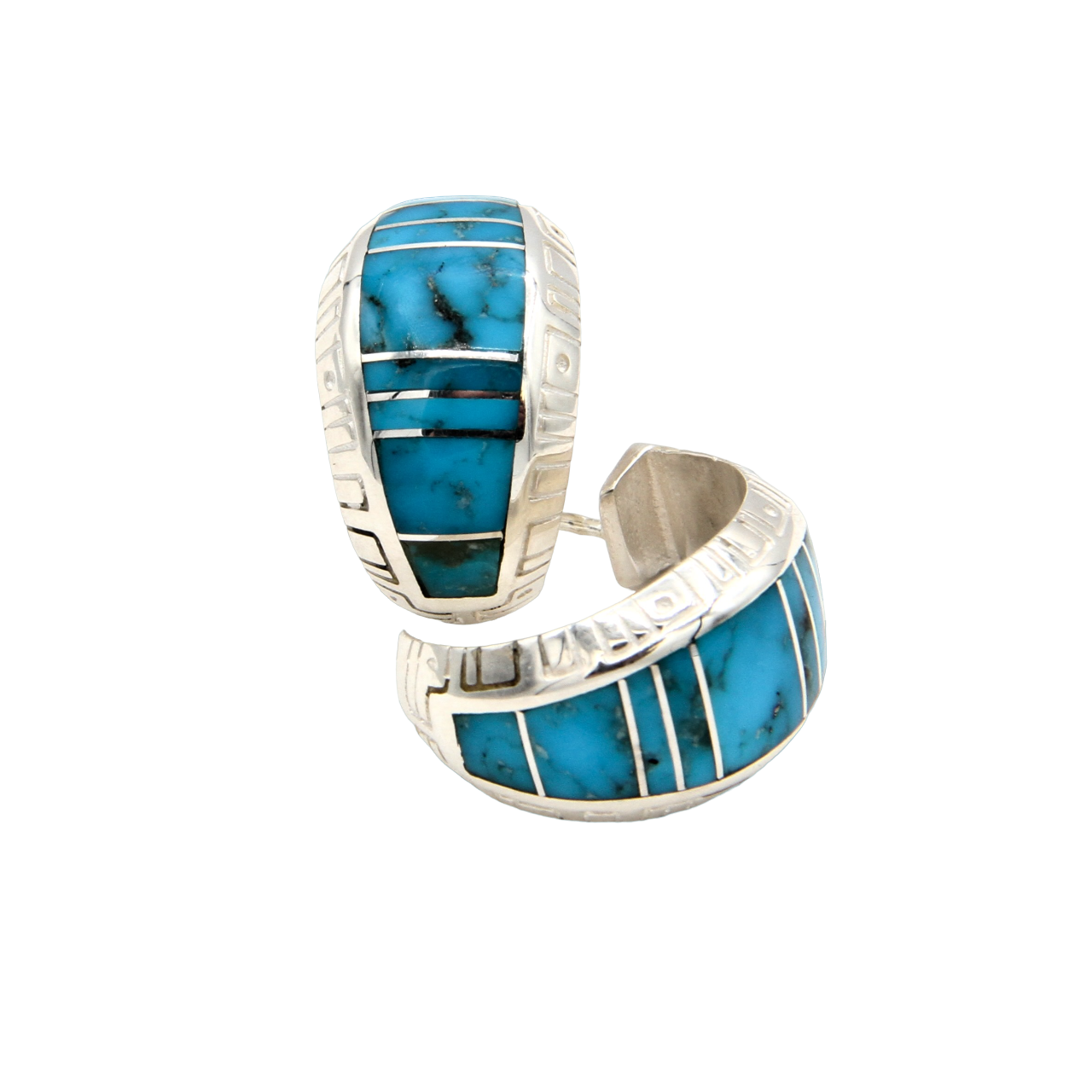 Inlay Turquoise Hoop Earrings-Jewelry-Ray Tracey-Sorrel Sky Gallery