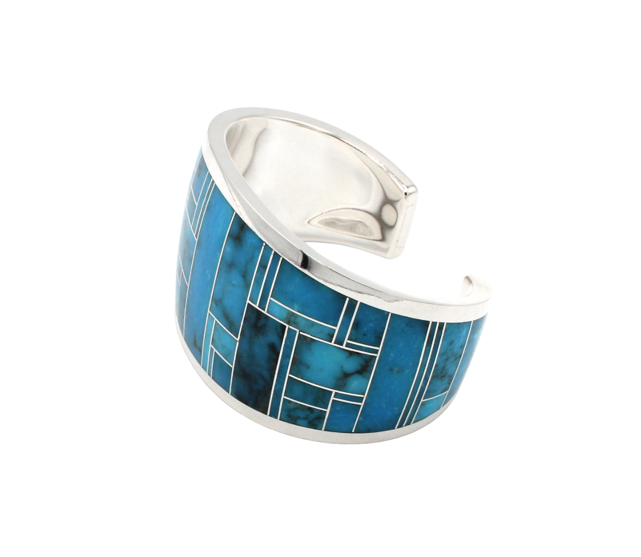 Kingman Turquoise Inlaid Cuff Bracelet-Jewelry-Ray Tracey-Sorrel Sky Gallery