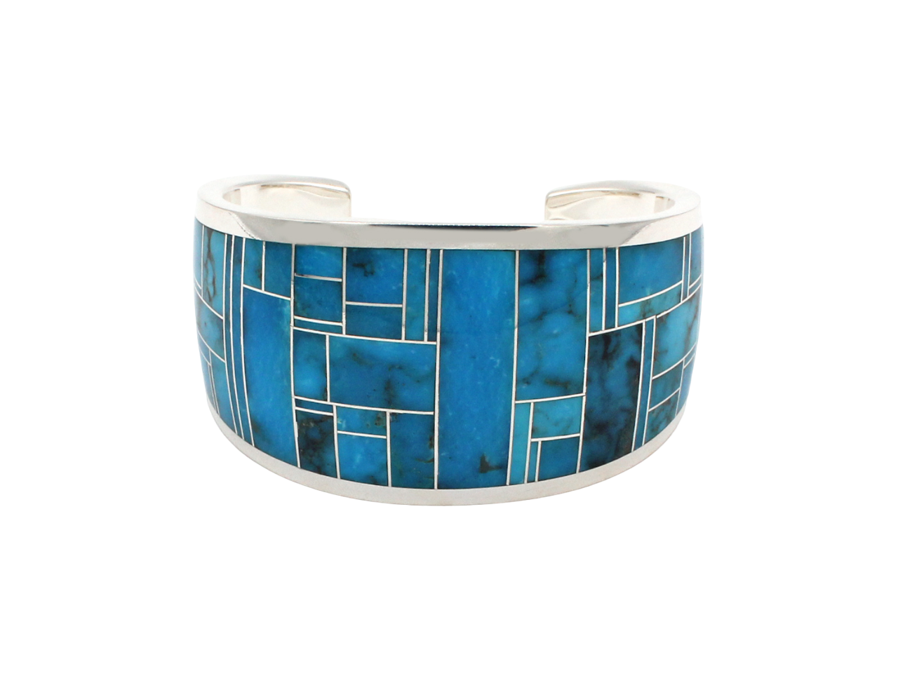 Kingman Turquoise Inlaid Cuff Bracelet-Jewelry-Ray Tracey-Sorrel Sky Gallery