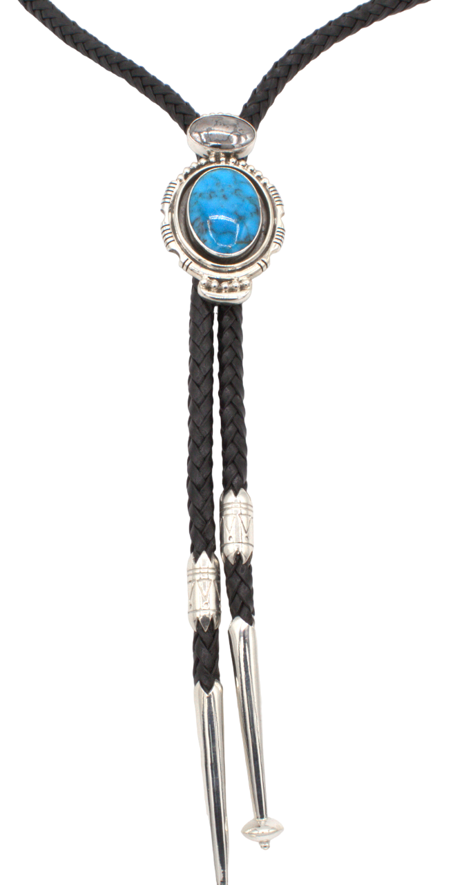 Kingman Turquoise and Meteorite Bolo Tie-Jewelry-Ray Tracey-Sorrel Sky Gallery