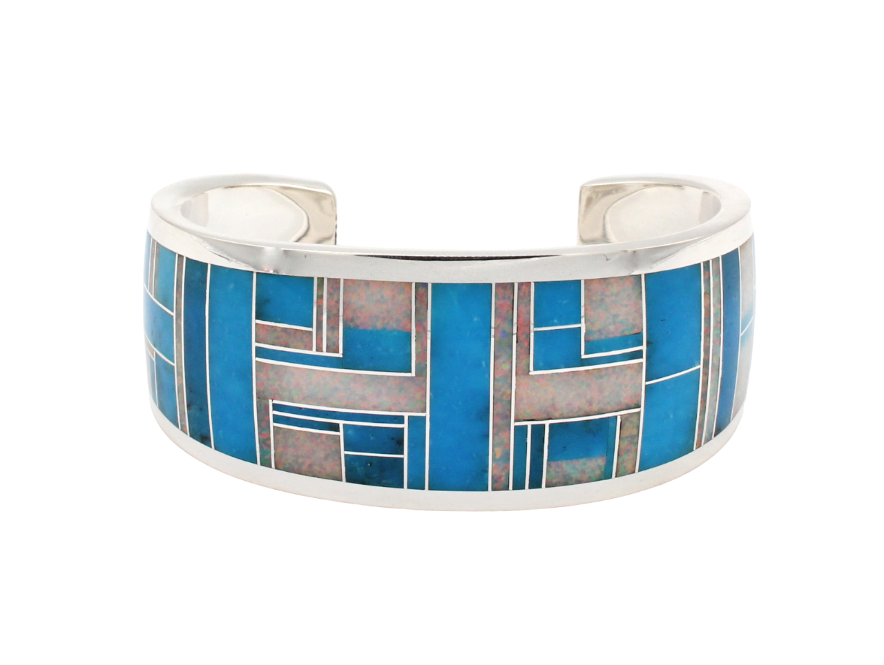 Kingman and Opal Inlaid Cuff Bracelet-Jewelry-Ray Tracey-Sorrel Sky Gallery