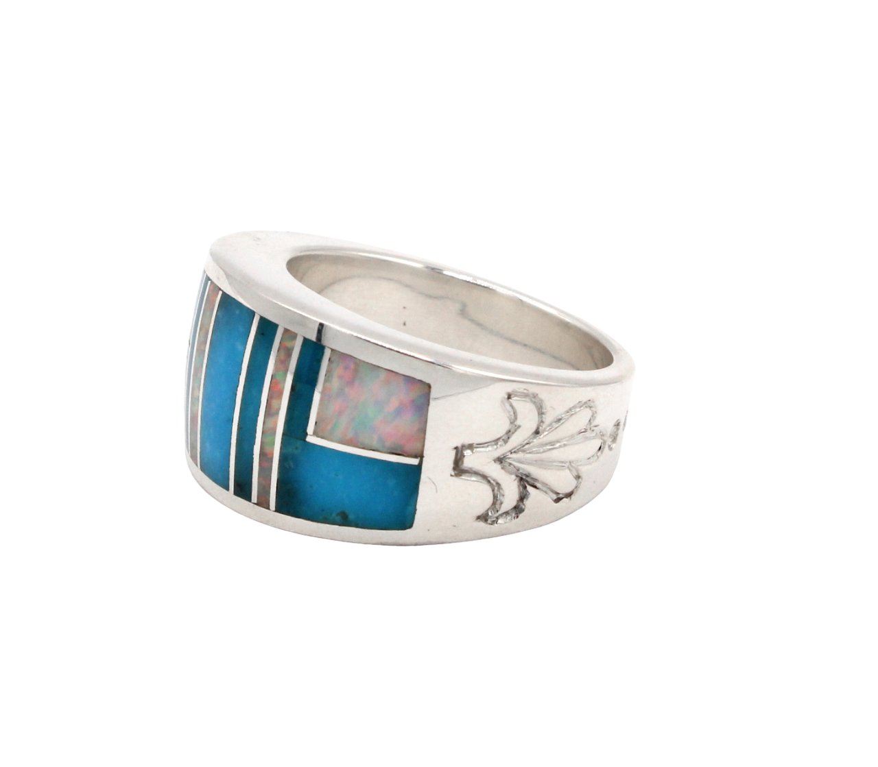 Kingman and Opal Inlaid Ring-Jewelry-Ray Tracey-Sorrel Sky Gallery