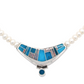 Kingman and Opal Inlaid V Necklace with Pearl Beads-Jewelry-Ray Tracey-Sorrel Sky Gallery