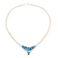 Kingman and Opal Inlaid V Necklace with Pearl Beads-Jewelry-Ray Tracey-Sorrel Sky Gallery