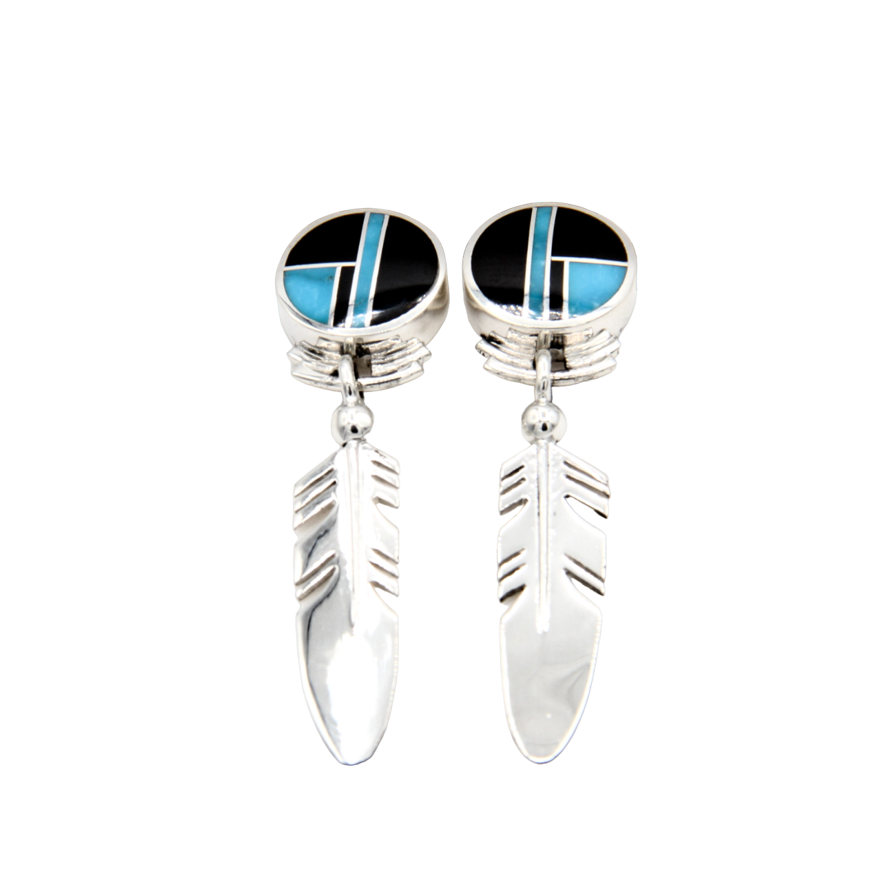 Round Feather Inlay Earrings-Jewelry-Ray Tracey-Sorrel Sky Gallery