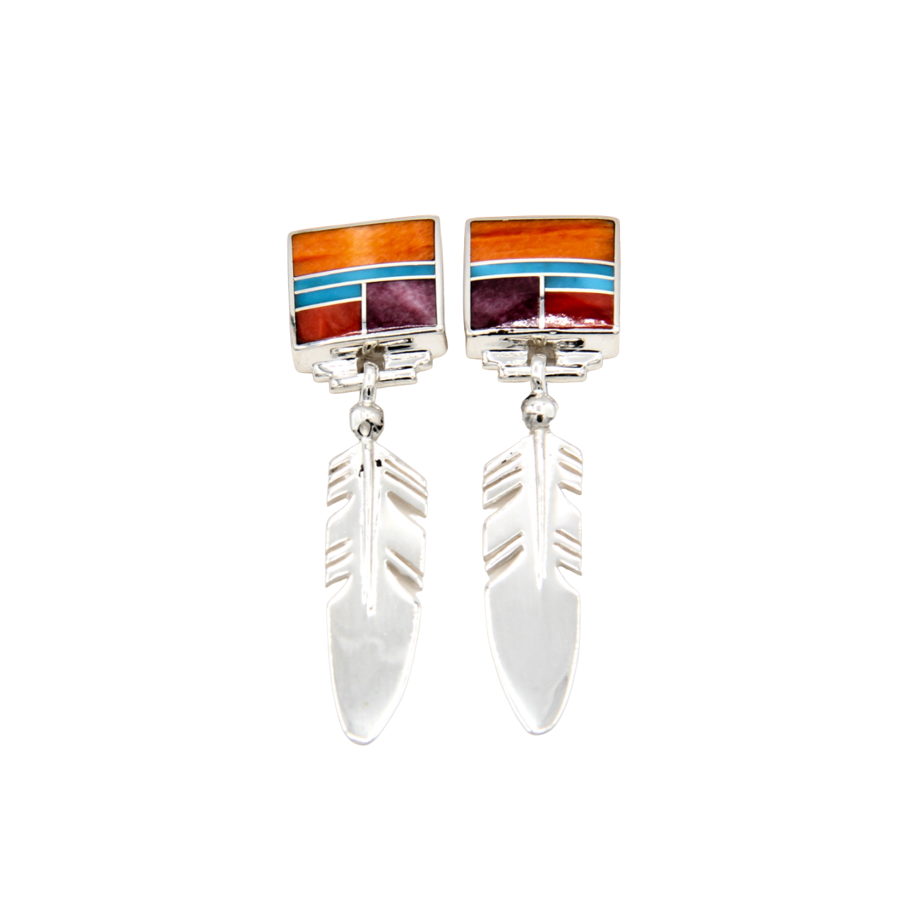 Square Inlay Feather Earring-Jewelry-Ray Tracey-Sorrel Sky Gallery
