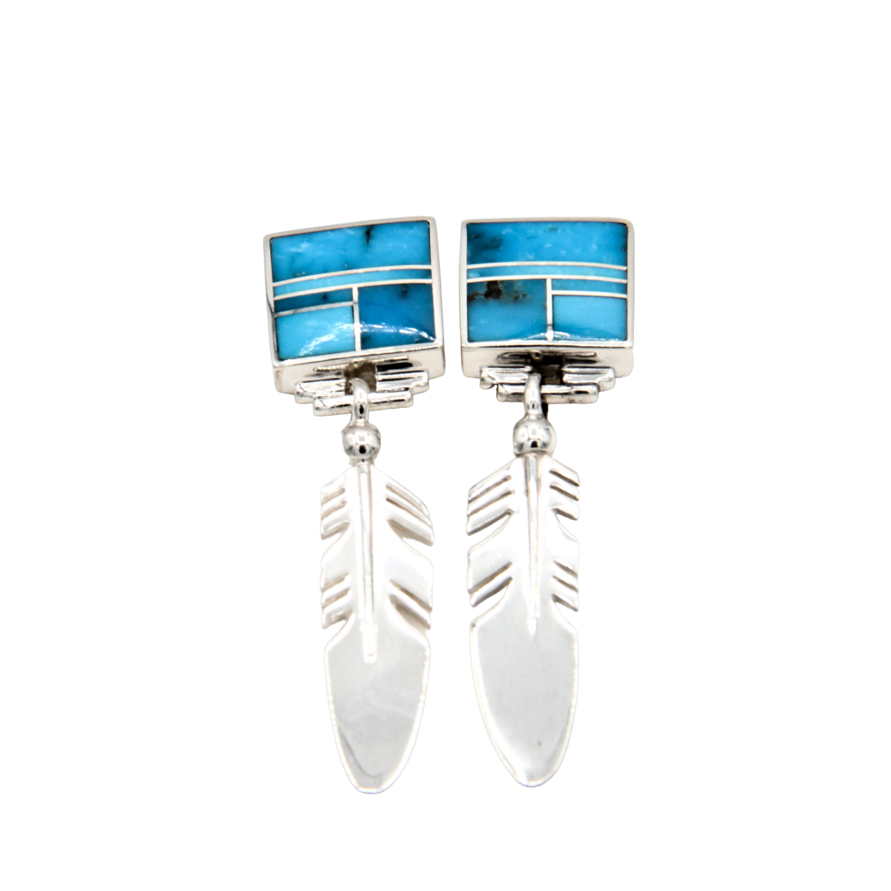 Square Inlay Feather Earrings-Jewelry-Ray Tracey-Sorrel Sky Gallery
