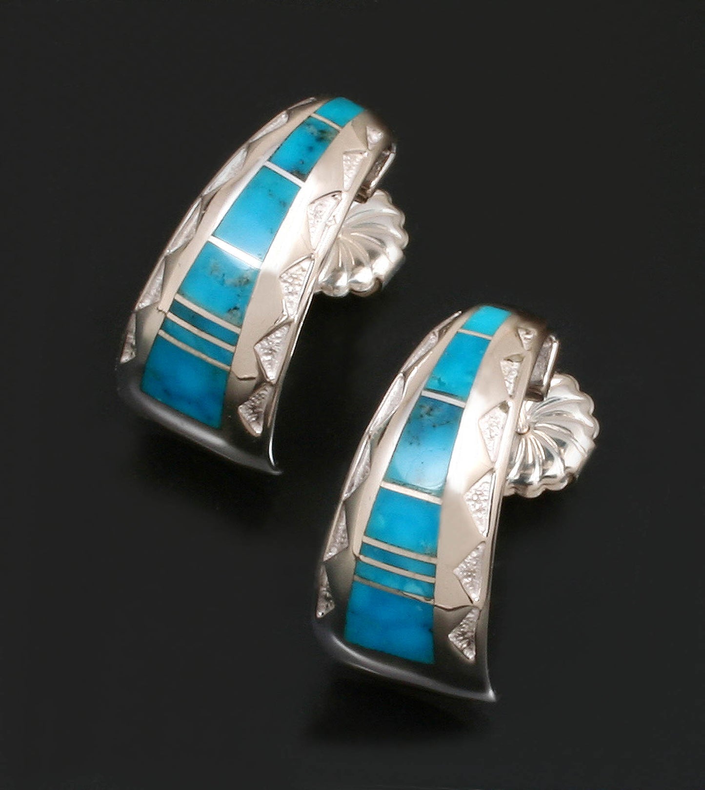 Turquoise Half Hoop Earrings-Jewelry-Ray Tracey-Sorrel Sky Gallery