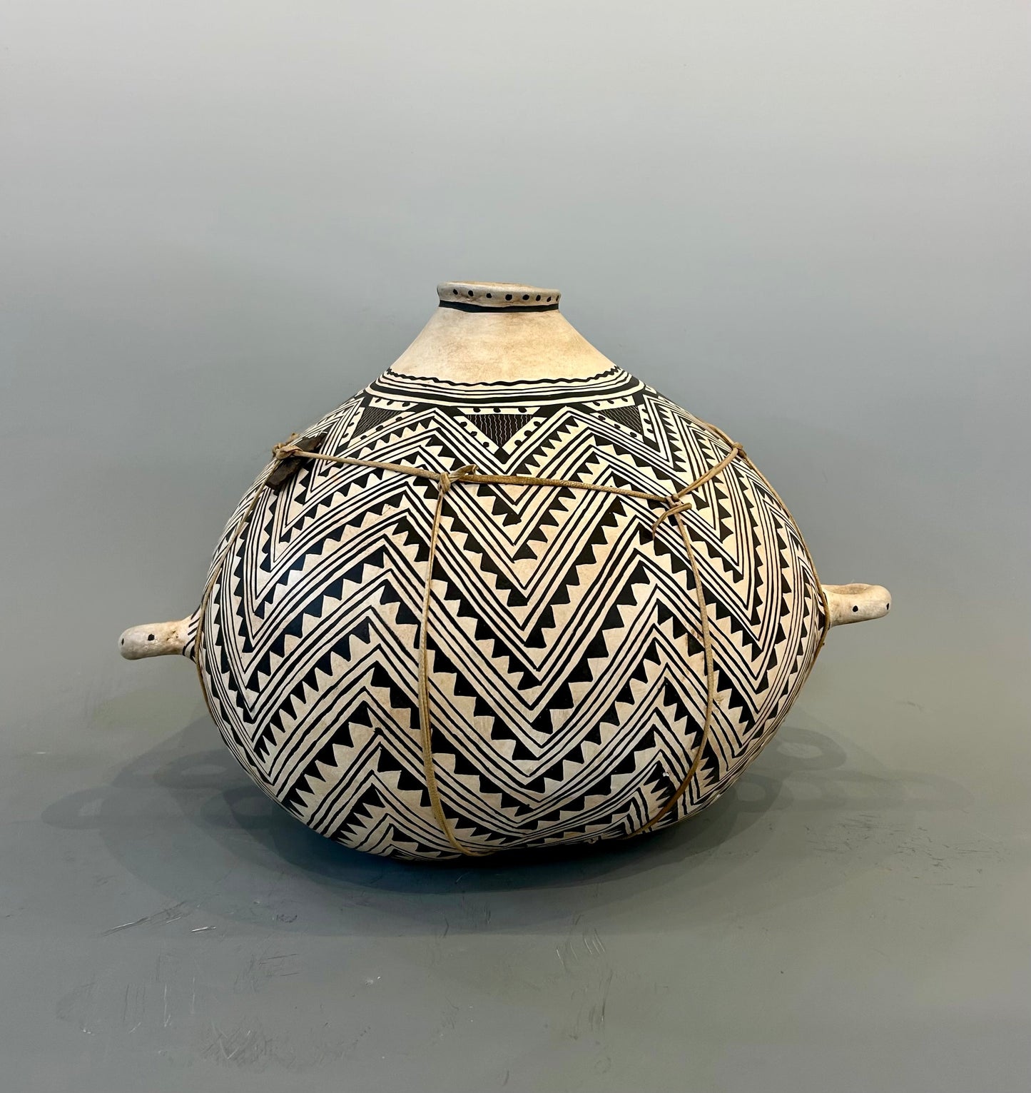 Anasazi Black on White Gourd Bowl-Gourd-Robert Rivera-Sorrel Sky Gallery