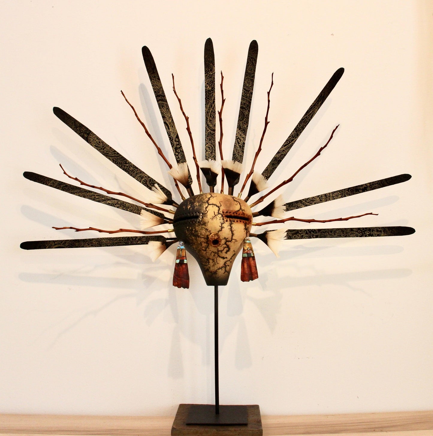 Contemporary Mask On Stand-Sculpture-Robert Rivera-Sorrel Sky Gallery