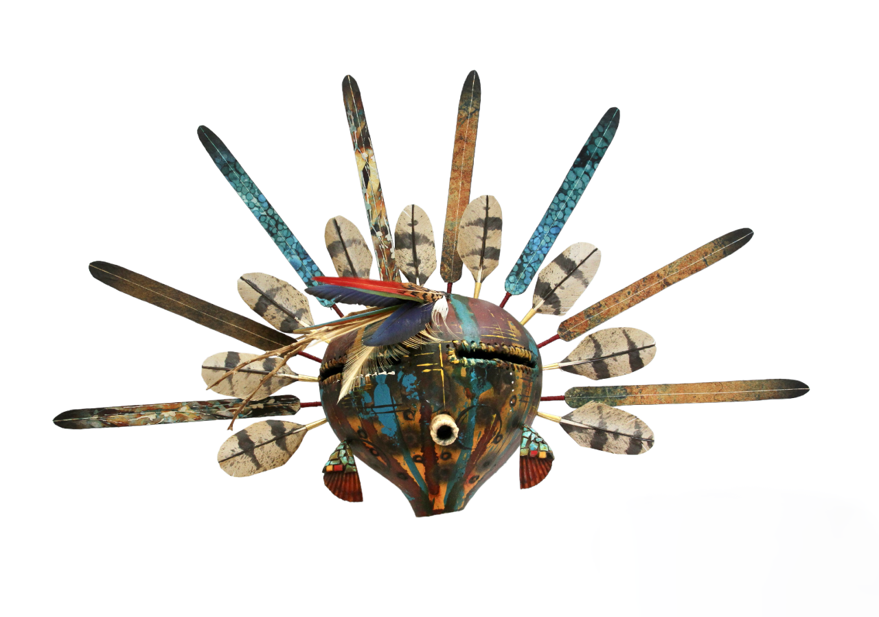 Contemporary Mask with Earrings-Sculpture-Robert Rivera-Sorrel Sky Gallery