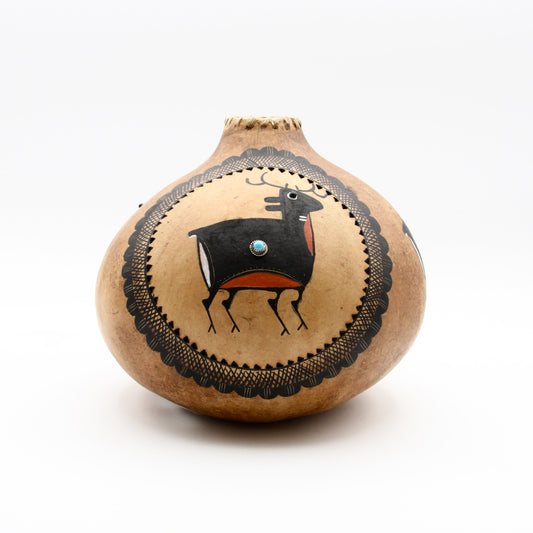 Deer Gourd Bowl-Sculpture-Robert Rivera-Sorrel Sky Gallery