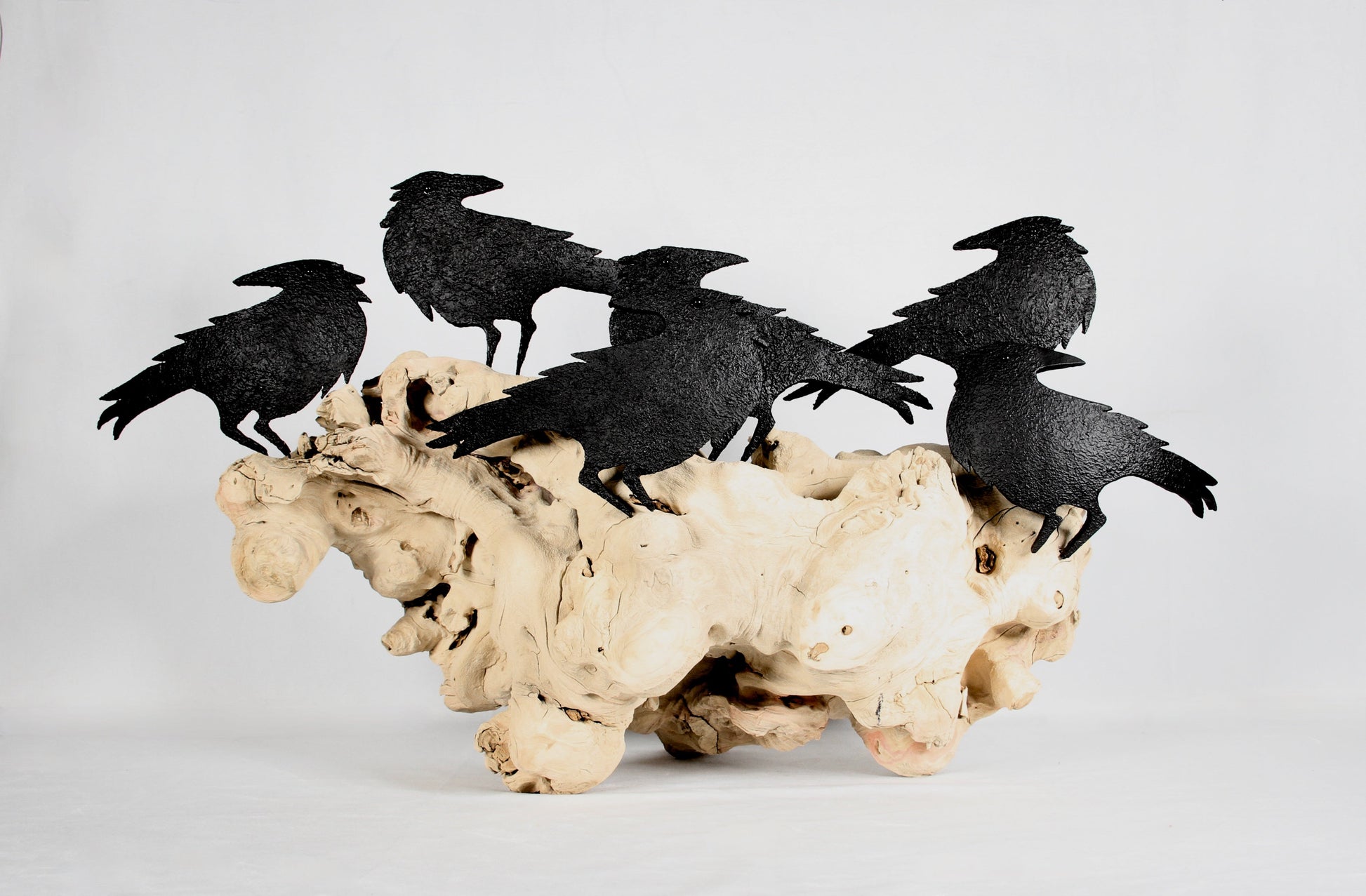 Driftwood with Ravens-Sculpture-Robert Rivera-Sorrel Sky Gallery