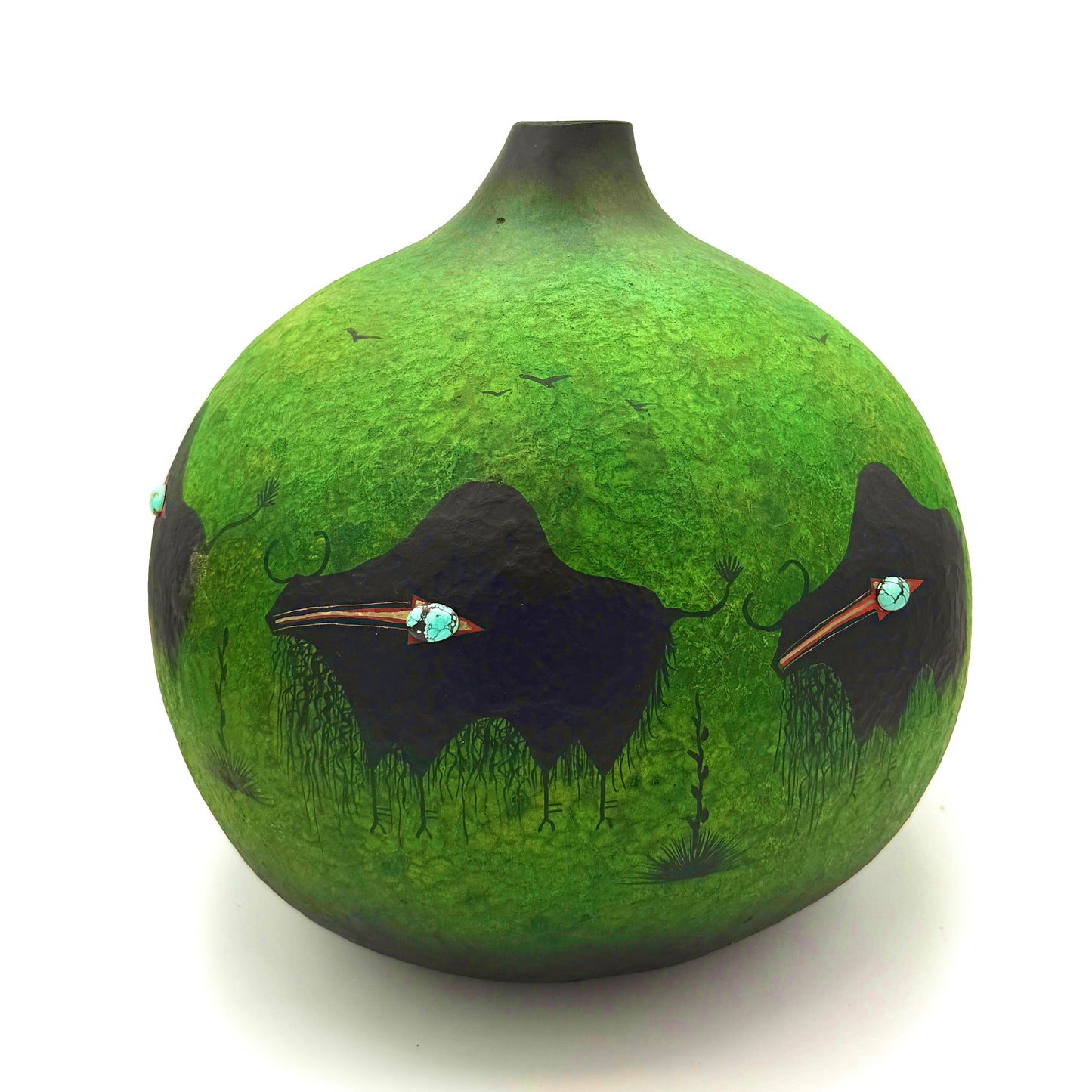 Green Buffalo Bowl-Sculpture-Robert Rivera-Sorrel Sky Gallery