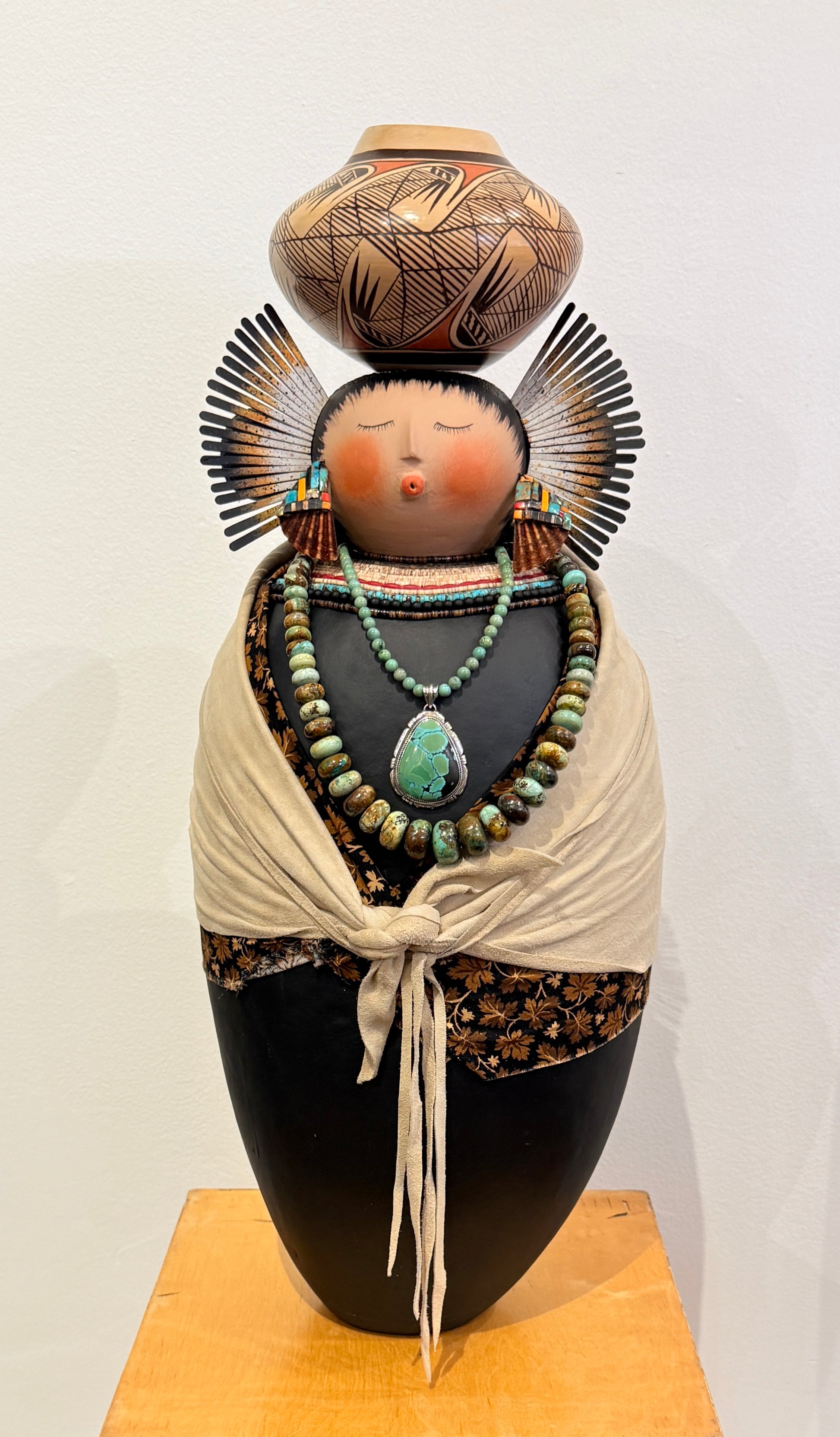 Large Black Hopi Lady-Sculpture-Robert Rivera-Sorrel Sky Gallery