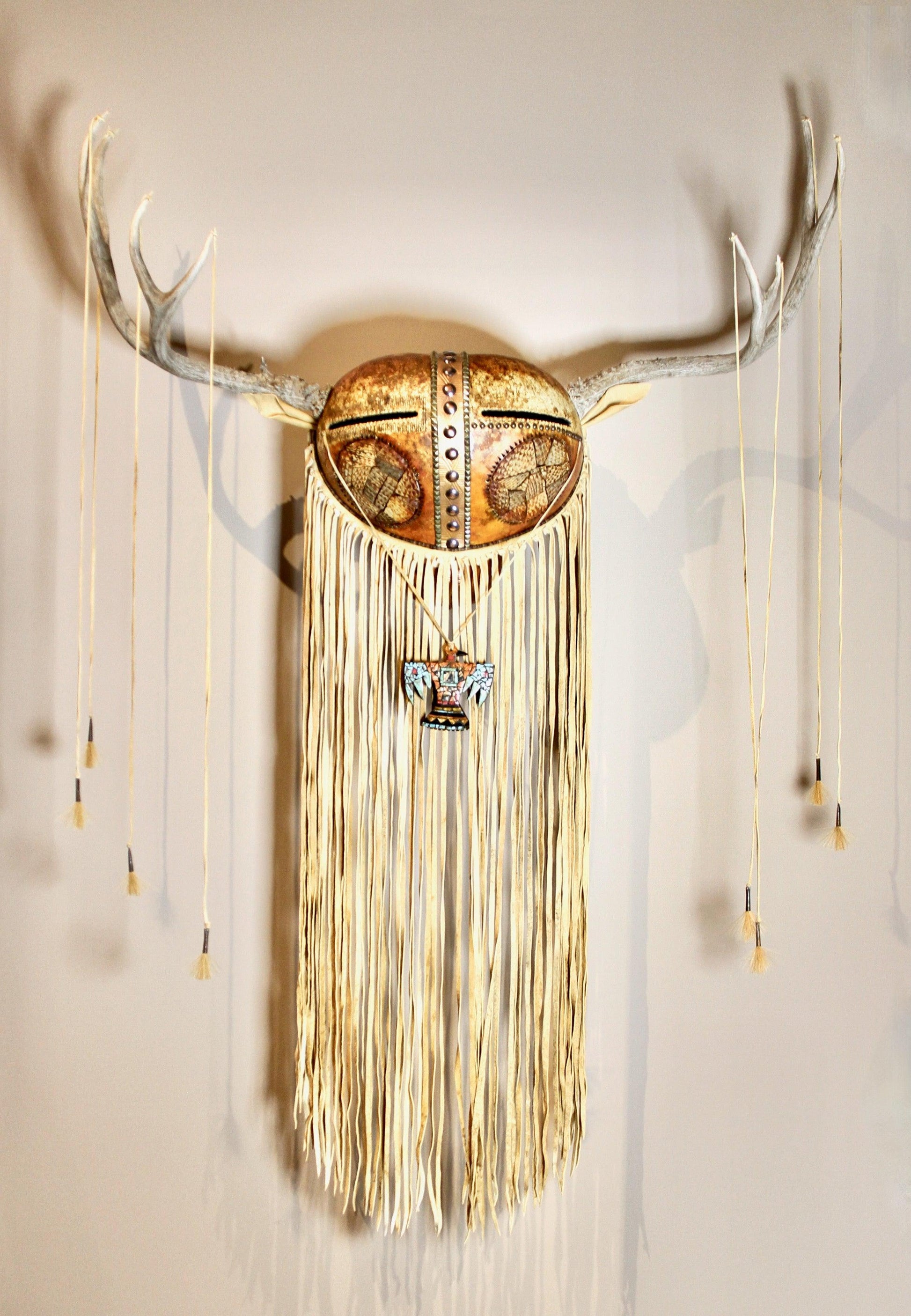Large Deer Antler Mask-Sculpture-Robert Rivera-Sorrel Sky Gallery