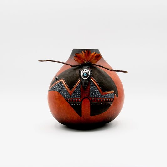 Orange Fetish Bear Gourd Bowl-Sculpture-Robert Rivera-Sorrel Sky Gallery