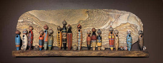 Panel with Pot Ladies-Sculpture-Robert Rivera-Sorrel Sky Gallery