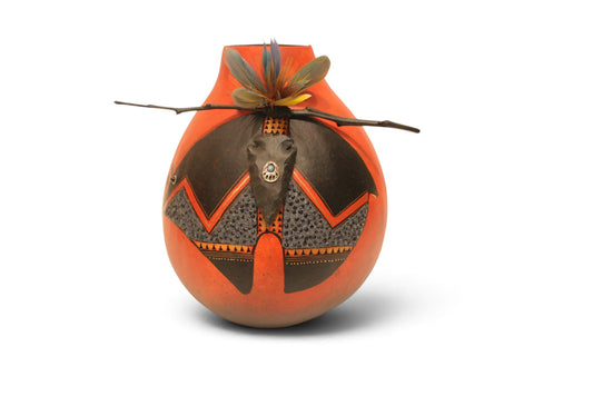 Red Bear Gourd Bowl-Sculpture-Robert Rivera-Sorrel Sky Gallery