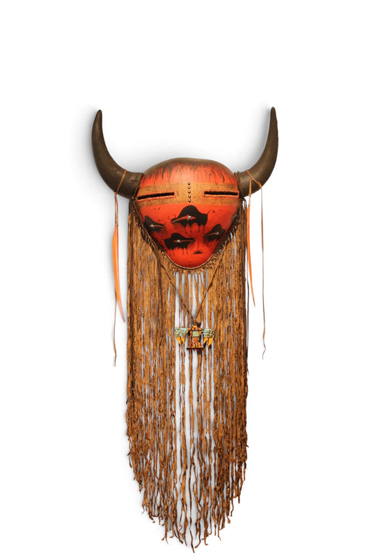 Red Buffalo Mask-Sculpture-Robert Rivera-Sorrel Sky Gallery