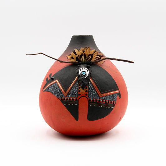 Red Fetish Bear Gourd Bowl-Sculpture-Robert Rivera-Sorrel Sky Gallery