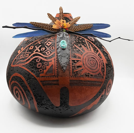 Sandblasted Black Bear Gourd-Sculpture-Robert Rivera-Sorrel Sky Gallery