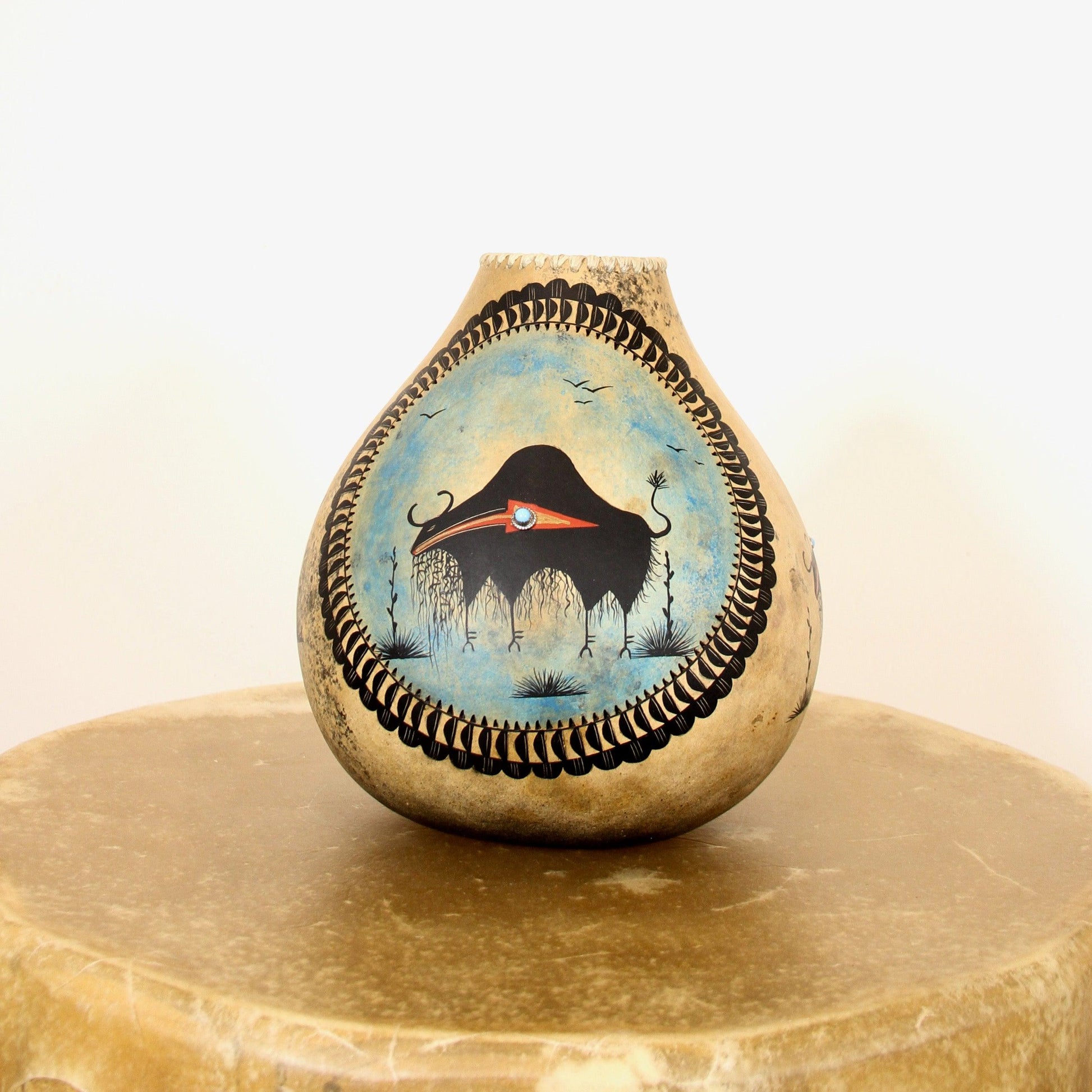 Small Buffalo Gourd Bowl-Sculpture-Robert Rivera-Sorrel Sky Gallery