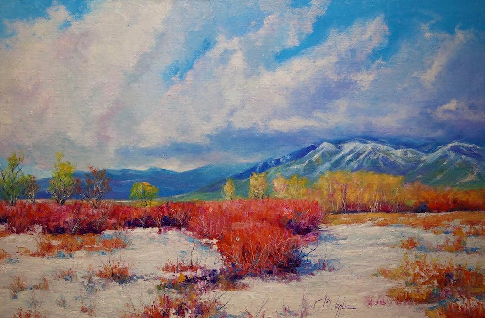 Fresh Snow Over Taos Mountains-Painting-Roberto Ugalde-Sorrel Sky Gallery