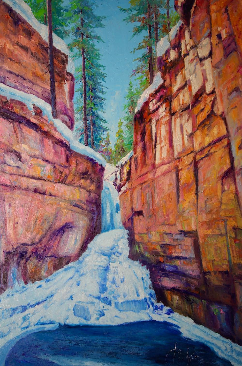 Frozen Cascade Waterfall-Painting-Roberto Ugalde-Sorrel Sky Gallery