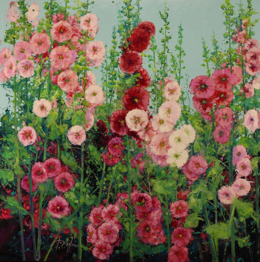 Hollyhocks Splendor-Painting-Roberto Ugalde-Sorrel Sky Gallery
