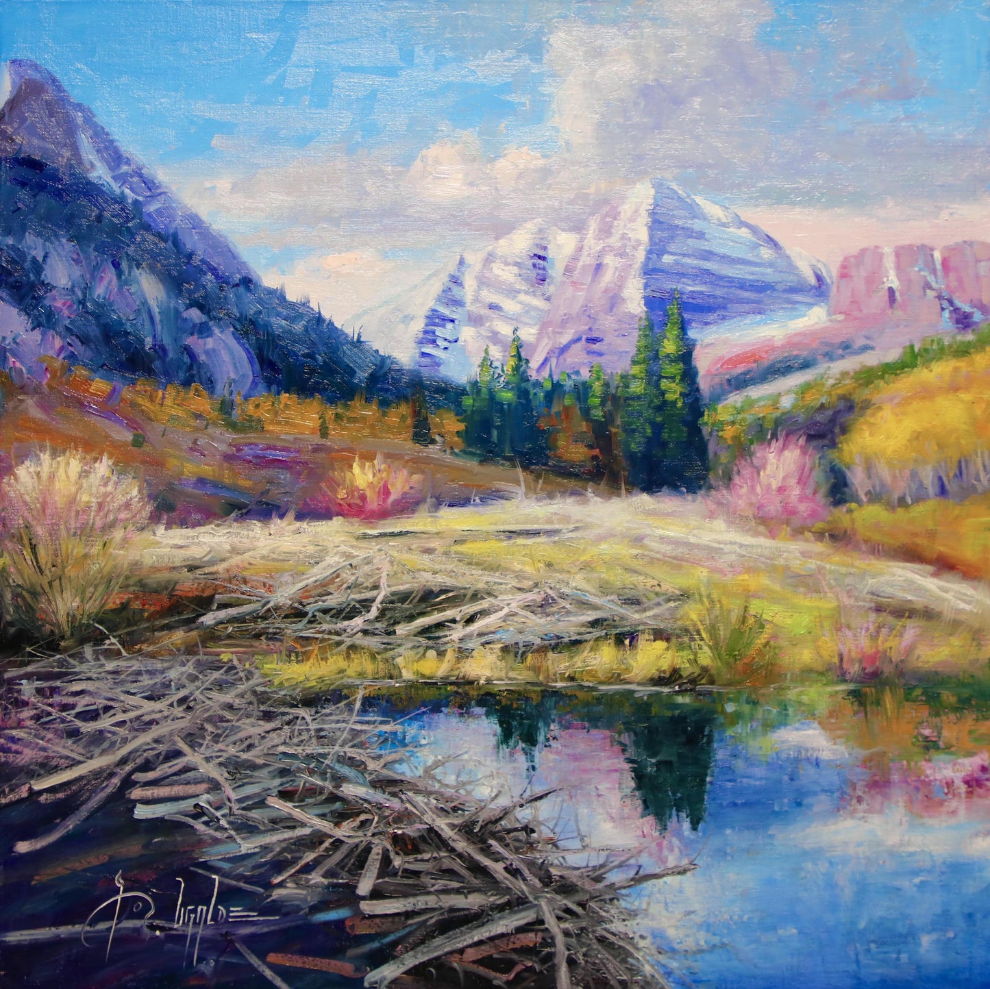 Maroon Bells Winter Light-Painting-Roberto Ugalde-Sorrel Sky Gallery