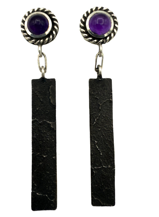 Amethyst Tufa Drop Earrings-Jewelry-Shane Hendren-Sorrel Sky Gallery