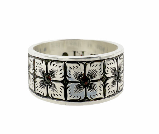 Engraved Ring with Garnet-Jewelry-Shane Hendren-Sorrel Sky Gallery