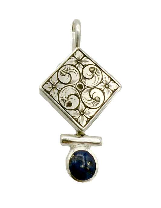 Lapis Engraved Pendant-Jewelry-Shane Hendren-Sorrel Sky Gallery