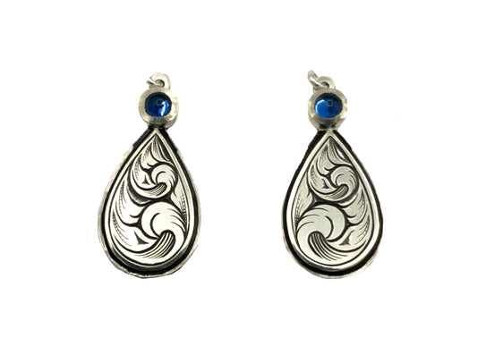 Sapphire Engraved Drop Earrings-Jewelry-Shane Hendren-Sorrel Sky Gallery